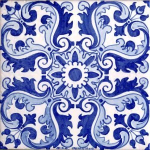Piastrella siciliana Serie Ispanica decoro Siviglia Blu pieno x 4