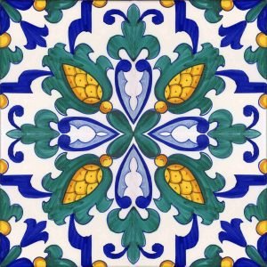 Piastrella Serie Moresca Marrakech blu/giallo/verde decoro pieno