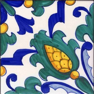 Piastrella Serie Moresca Marrakech blu/giallo/verde decoro un quarto