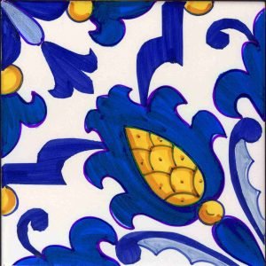 Piastrella Serie Moresca Marrakech blu/giallo decoro un quarto