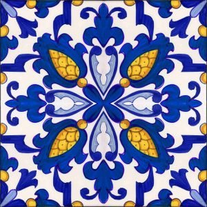 Piastrella Serie Moresca Marrakech blu/giallo decoro pieno