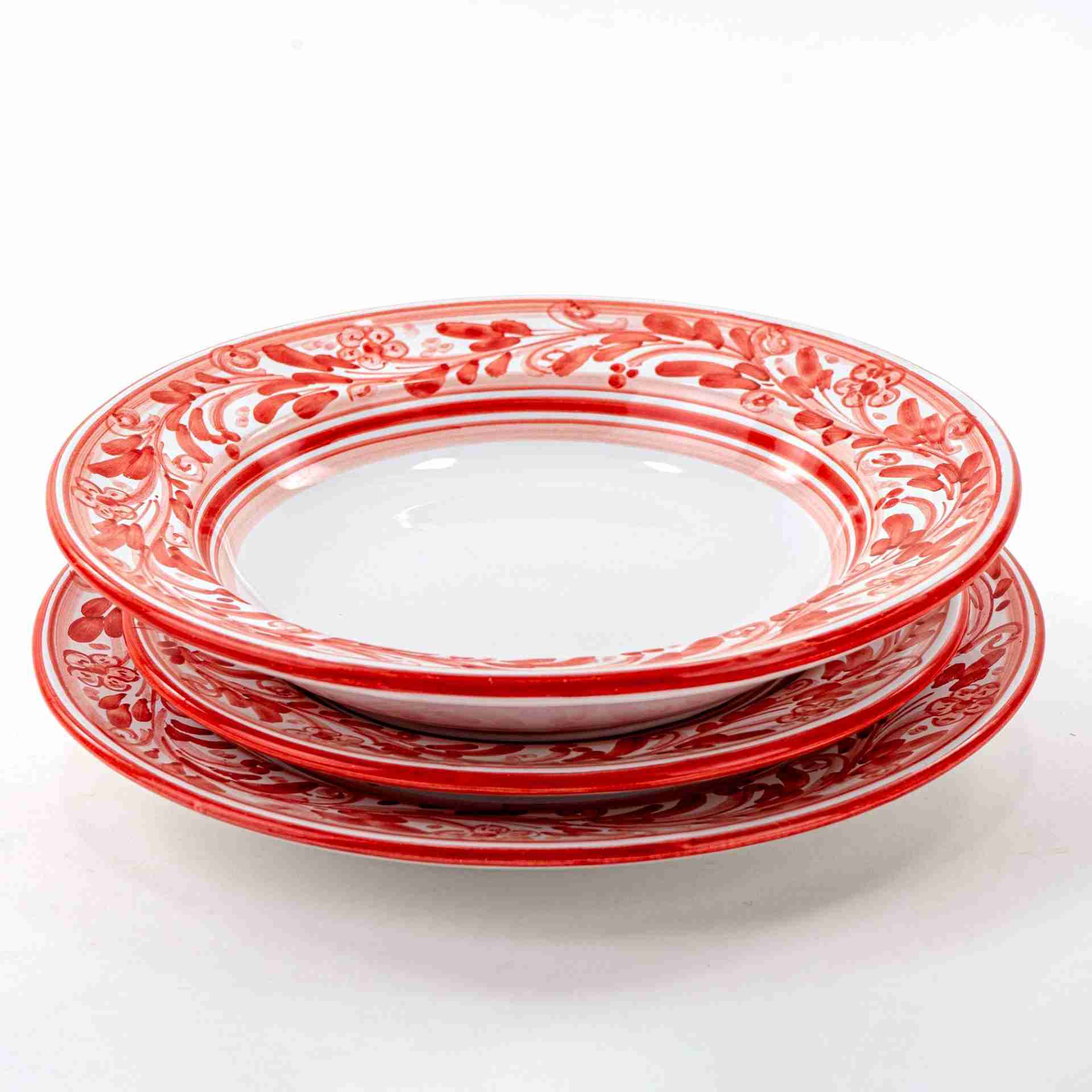 Set di 3 piatti posto tavola singolo per servizio di piatti in ceramica di Caltagirone