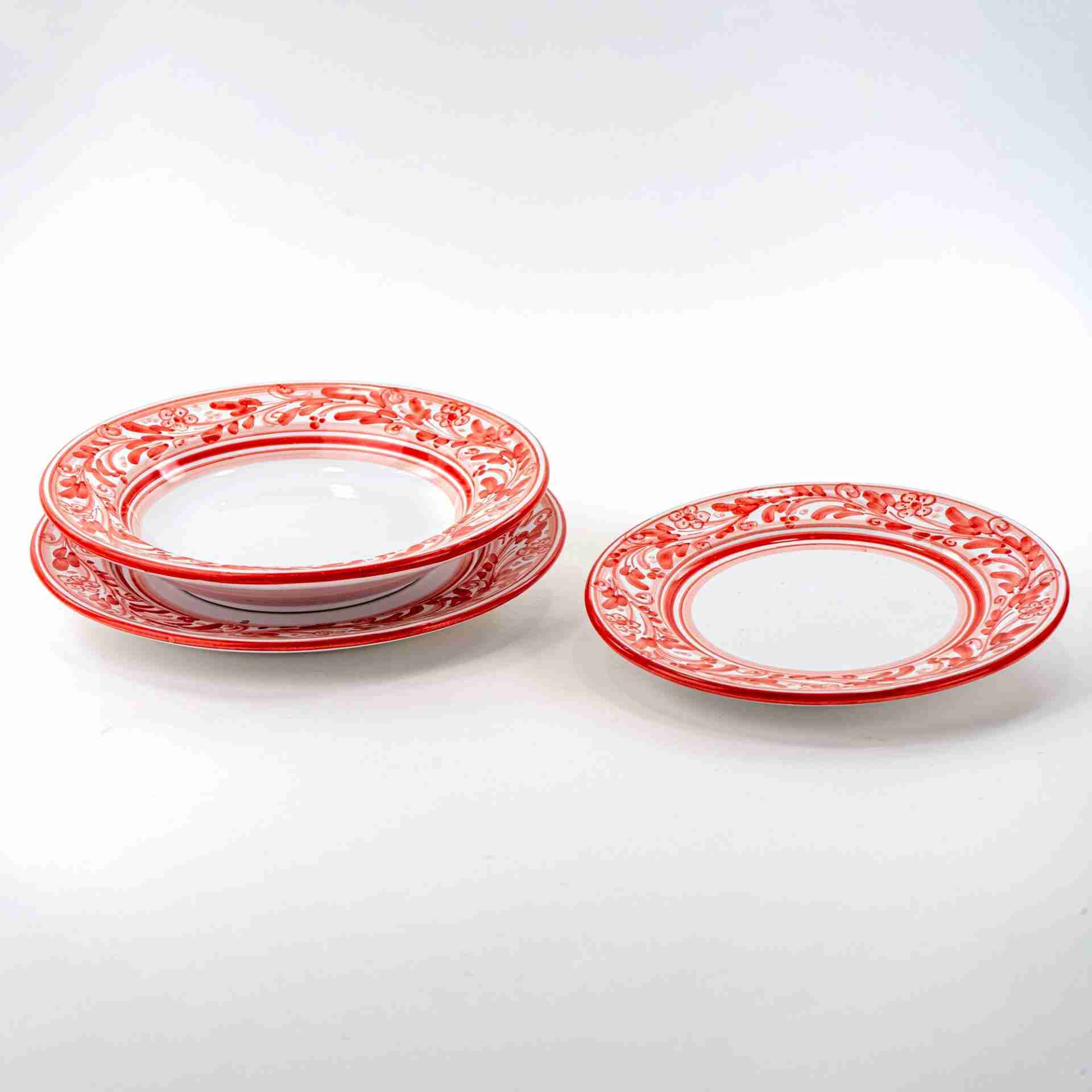 Set di 3 piatti posto tavola singolo per servizio di piatti in ceramica di Caltagirone