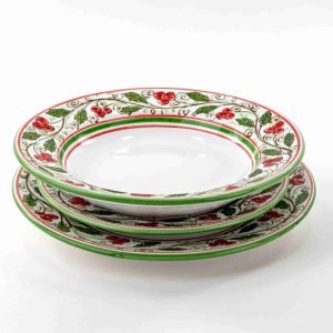 Set 3 piatti posto tavola natalizio in ceramica di Caltagirone