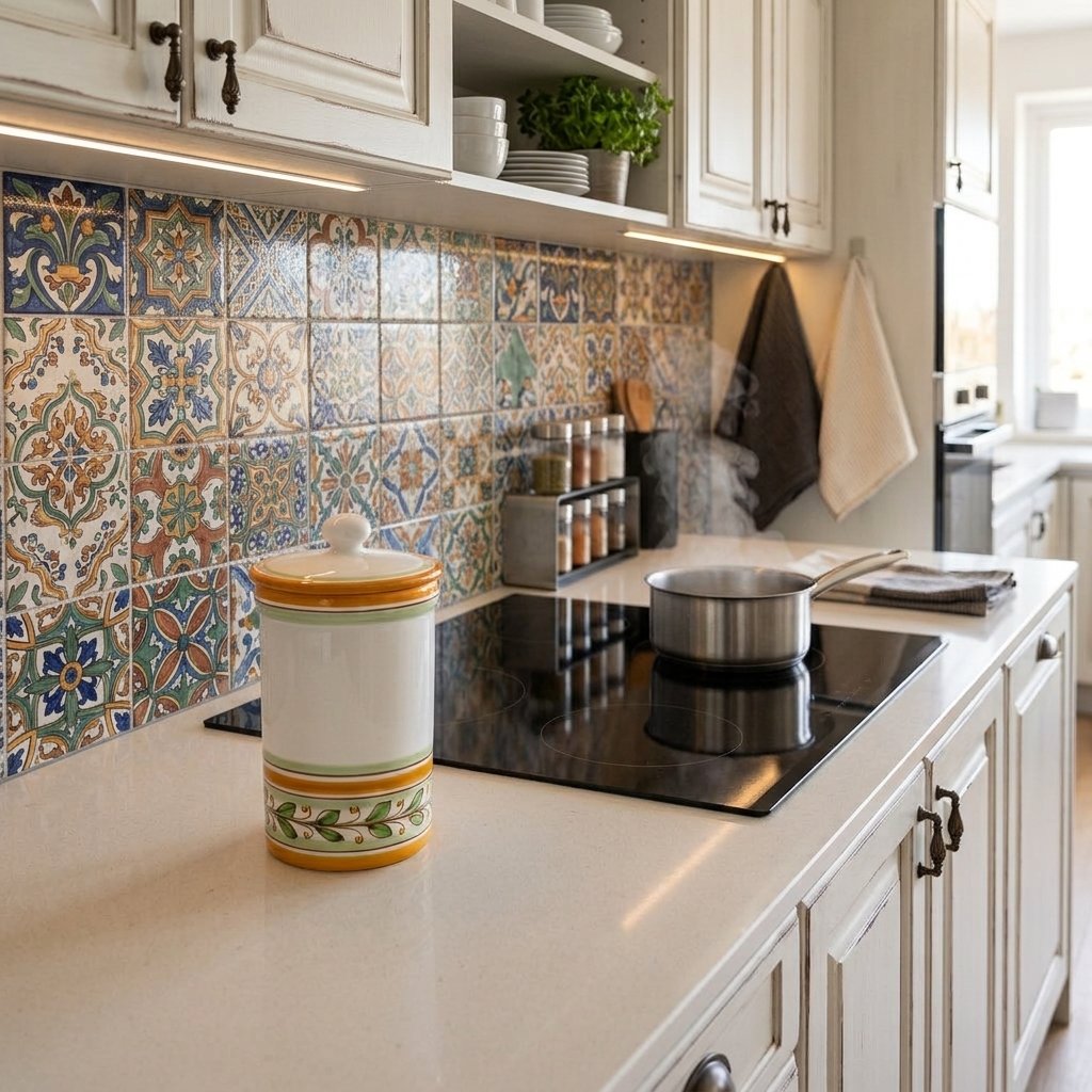 Barattolo in ceramica di Caltagirone decoro Acanto
