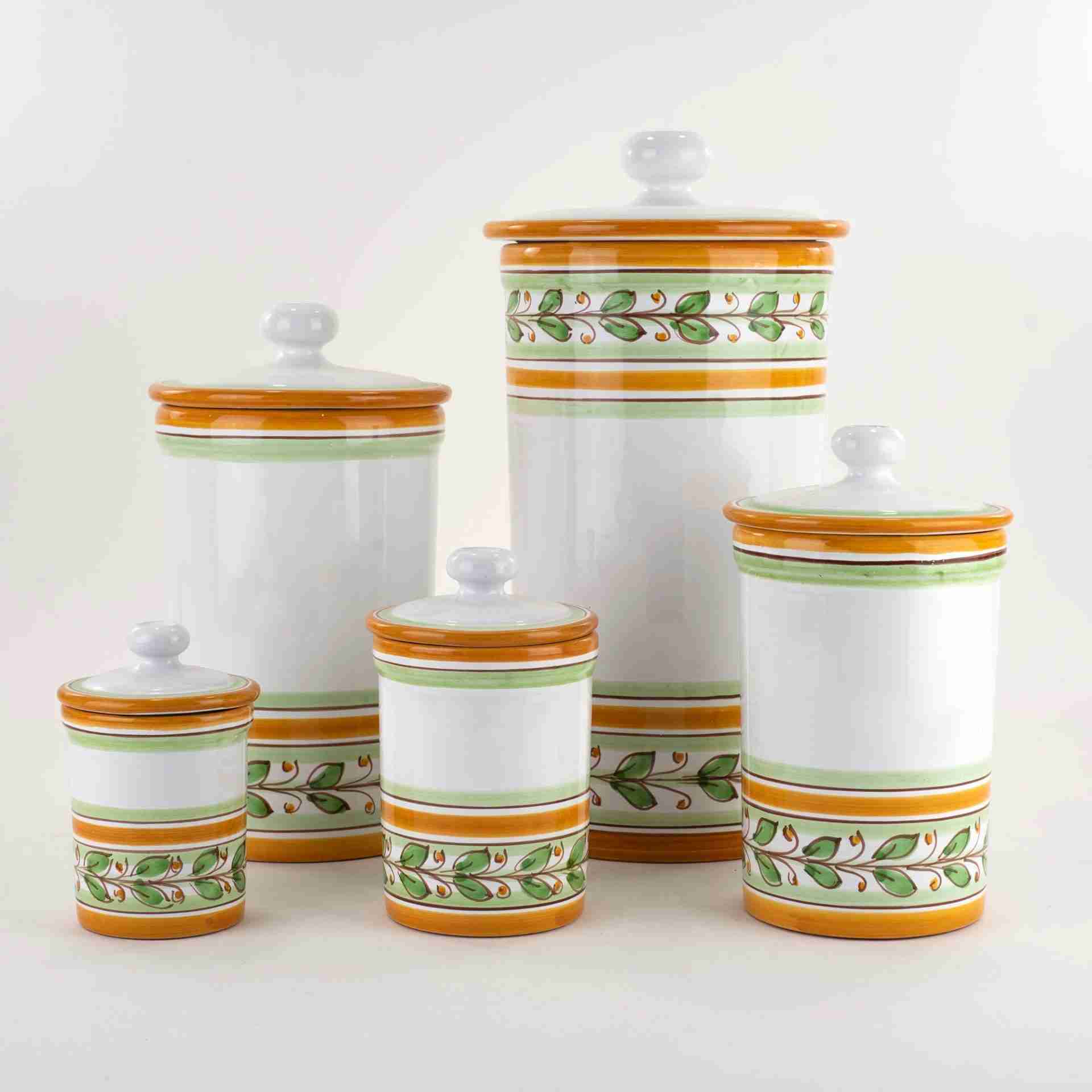 Barattolo in ceramica di Caltagirone decoro Acanto
