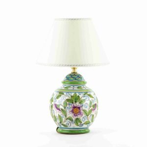 Abat-jour H cm 21 in ceramica di Caltagirone con motivi floreali