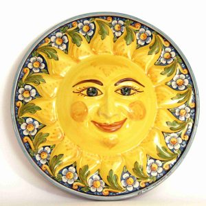 Sole Decorativo in Ceramica di Caltagirone (ø cm 43) Fatto a Mano