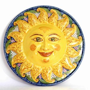 Sole Medaglione (ø cm 43) da Appendere in Ceramica di Caltagirone Fatto a Mano…