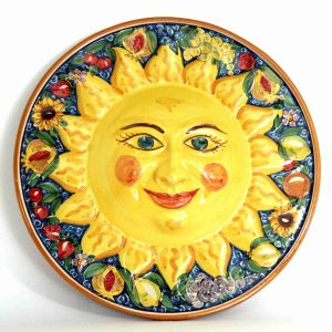 Sole Decoro Frutta da Appendere (ø cm 43). Ceramica di Caltagirone Decorato a Mano