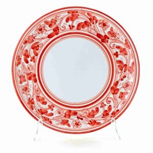Piatto pizza siciliano in ceramica di Caltagirone decoro Stellarossa