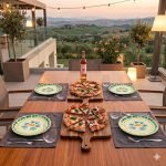 Piatto pizza siciliano in ceramica di Caltagirone decoro ROSANTICA