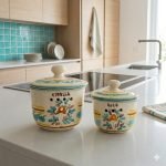 2 Contenitori per aglio e cipolla in ceramica siciliana di Caltagirone