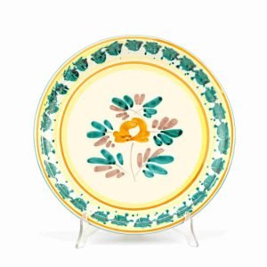 Piatto pizza siciliano in ceramica di Caltagirone decoro ROSANTICA