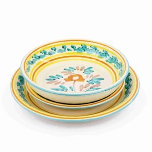 Set di 3 piatti in ceramica decoro ROSANTICA