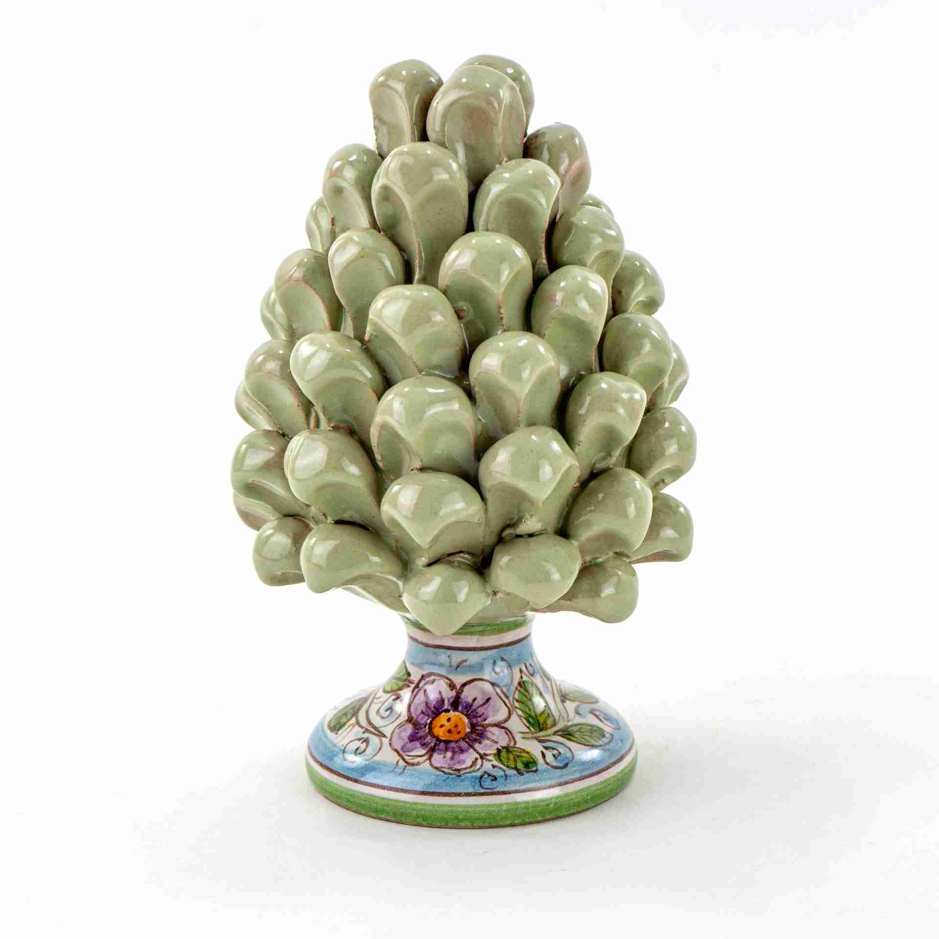 Pigna siciliana verde pastello decorata a mano Ceramica di Caltagirone varie misure