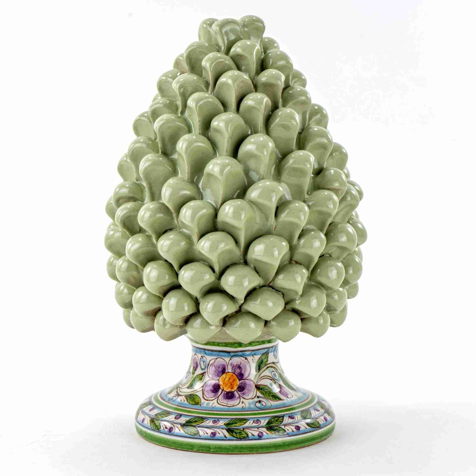 Pigna siciliana verde pastello decorata a mano Ceramica di Caltagirone varie misure