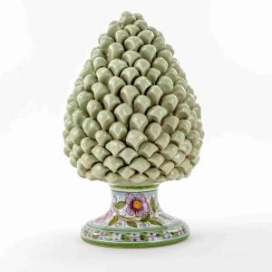 Pigna siciliana verde pastello decorata a mano Ceramica di Caltagirone varie misure