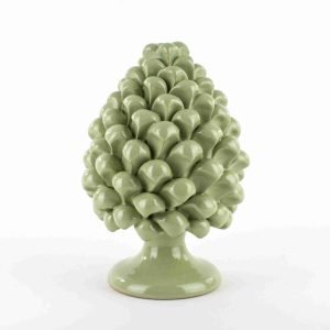 Pigna verde pastello H cm 20 in Ceramica di Caltagirone Fatta a Mano