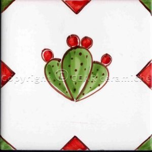 Mattonella decorata a mano Palette Ficodindia serie Carretto Siciliano