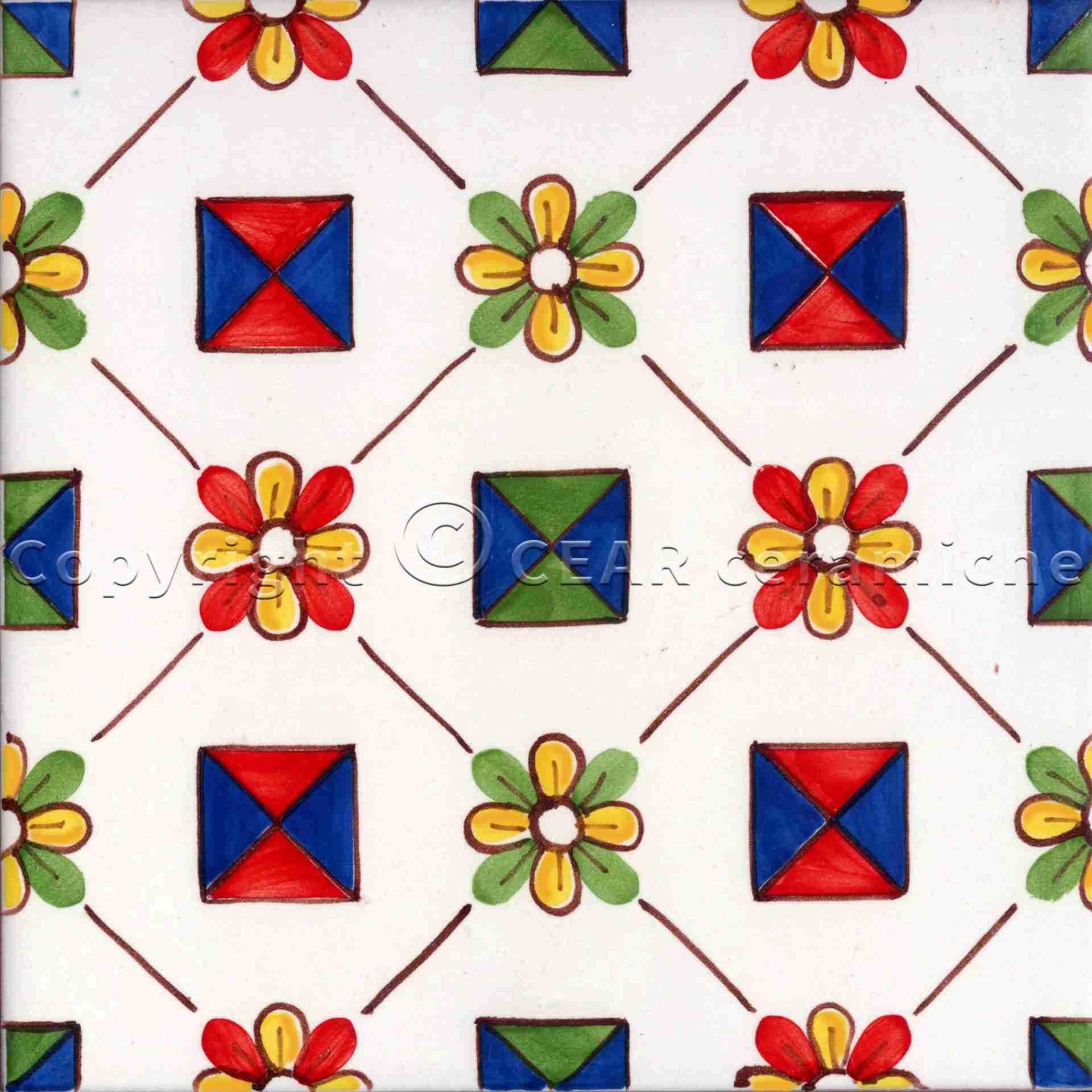 Mattonella tradizionale decorata a mano di Caltagirone