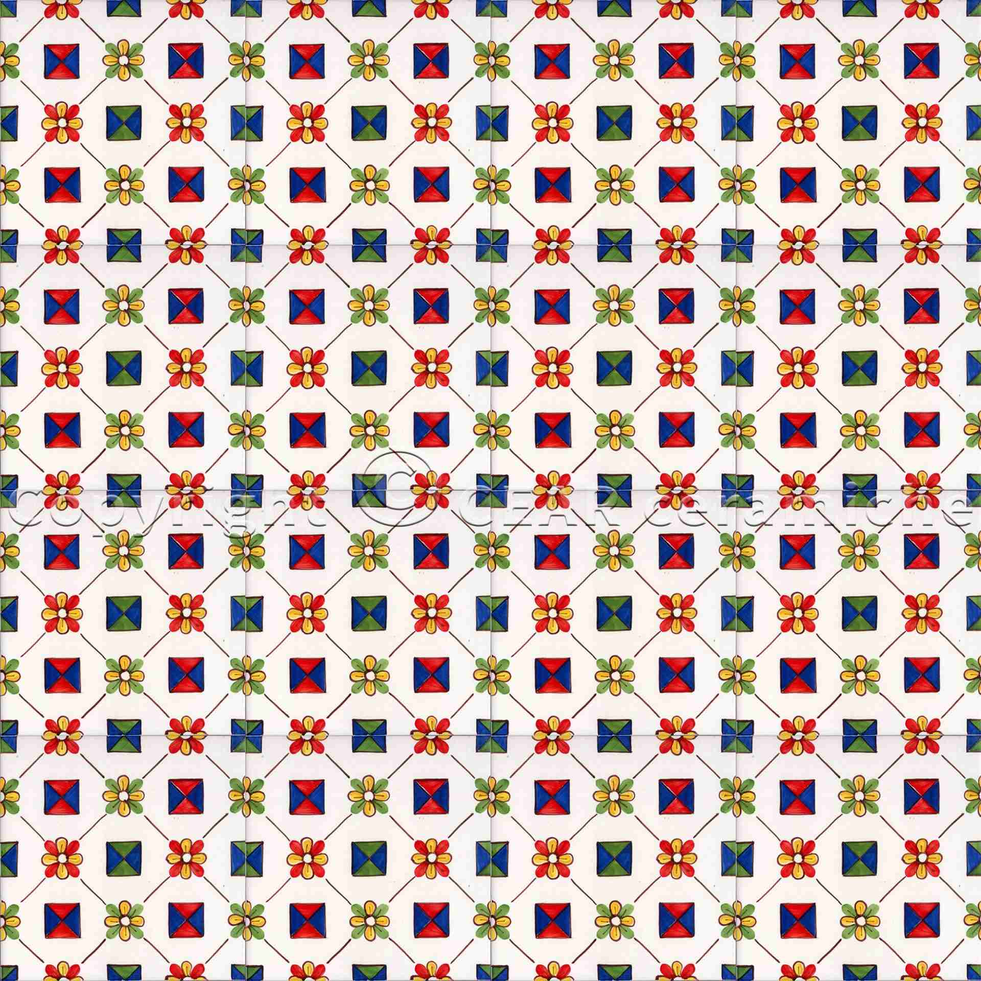 Mattonella tradizionale decorata a mano di Caltagirone