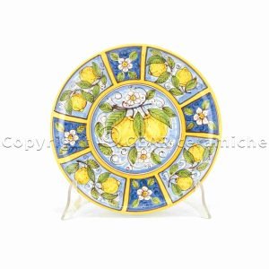 Piatto murale in ceramica di Caltagirone con decoro LIMONI