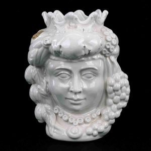 Testa di moro donna bianca H cm 23 in ceramica di Caltagirone