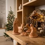 Natività 5 pezzi in terracotta, Statuine Presepe in ceramica di Caltagirone fatte a mano