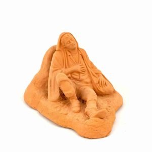 Personaggio Presepe in ceramica di Caltagirone, pastore dormiente in terracotta fatto a mano