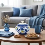 Biscottiera in ceramica siciliana di Caltagirone decorata a mano decoro ‘600 BLU