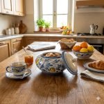 Biscottiera fatta a mano in ceramica siciliana di Caltagirone decoro ‘600 BLU ANTICO