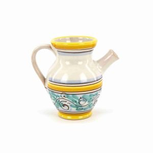 Vaso con manico, anfora con beccuccio, brocca, quartara H 15 in ceramica siciliana di Caltagirone fatta a mano