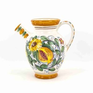 Vaso con manico, anfora con beccuccio, brocca, quartara H 20 decoro FRUTTI in ceramica siciliana di Caltagirone fatta a mano