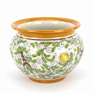 Portavaso in Ceramica Ø cm27 Fatto a Mano, "Fiori & Frutti di Sicilia" Ceramica di Caltagirone