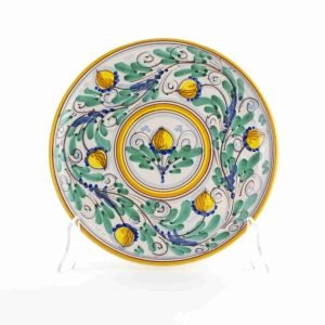 Piatto murale ornamentale Ø cm 20 decoro '600 GIALLO