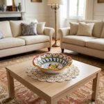 Centrotavola, fruttiera, portadolci in ceramica Stile Carretto Siciliano decoro Saraceno