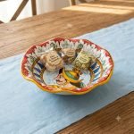Centrotavola, fruttiera, portadolci in ceramica Stile Carretto Siciliano decoro Saraceno