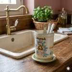 Colaposate con piattino in ceramica H cm 12 decoro ROSANTICA