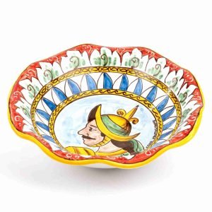 Centrotavola, fruttiera, portadolci in ceramica Stile Carretto Siciliano decoro Saraceno