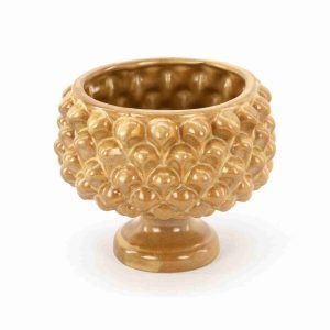 Mezza pigna in ceramica di Caltagirone colore Marrone cuoio