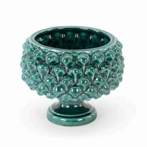 Mezza pigna in ceramica di Caltagirone colore Verde Rame
