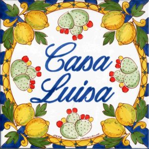 Targa in maiolica personalizzabile decoro Ficodindia e Limoni