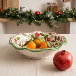 Fruttiera smerlata natalizia in ceramica di Caltagirone