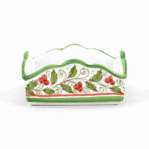 Porta tovaglioli quadrato natalizio in ceramica di Caltagirone