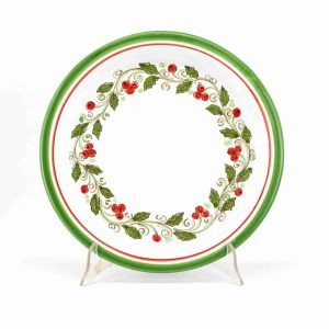 Vassoio Ø cm 32 in ceramica di Caltagirone decoro AGRIFOGLIO