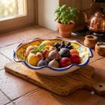 Fruttiera smerlata in ceramica decoro Flora Ø cm 35