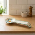 Poggiamestolo in ceramica di Caltagirone, poggiamestoli porta cucchiaio fatto a mano