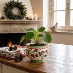 Vasetto ornamentale in ceramica siciliana di Caltagirone fatto a mano decoro AGRIFOGLIO
