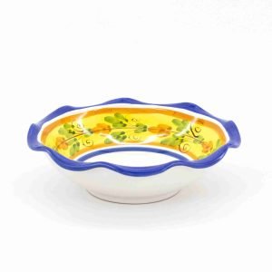 Fruttiera smerlata in ceramica decoro Flora Ø cm 25